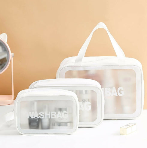 Clear Travel Bag with 3 PCS-White